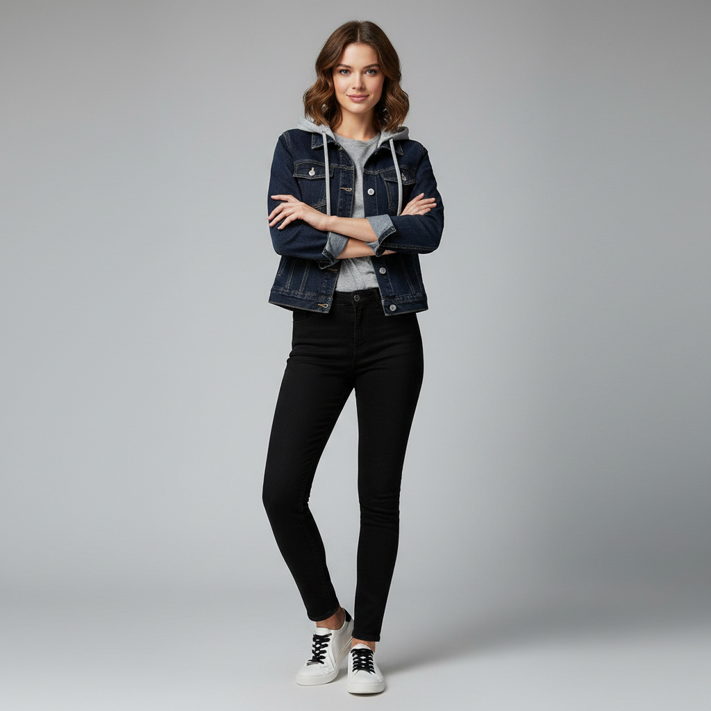 Denim Jacket with Removable Hood | Women's Casual Jacket