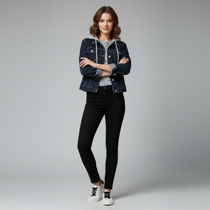 Denim Jacket with Removable Hood | Women's Casual Jacket