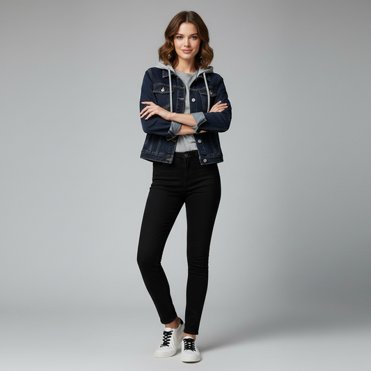 Denim Jacket with Removable Hood | Women's Casual Jacket