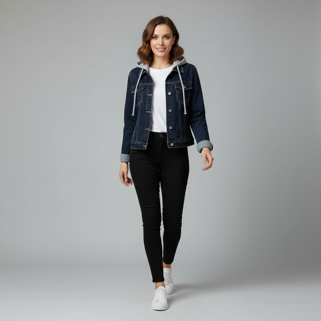 Denim Jacket with Removable Hood | Women's Casual Jacket