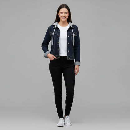Denim Jacket with Removable Hood | Women's Casual Jacket
